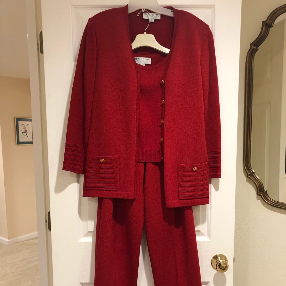 St John Red pant suit set